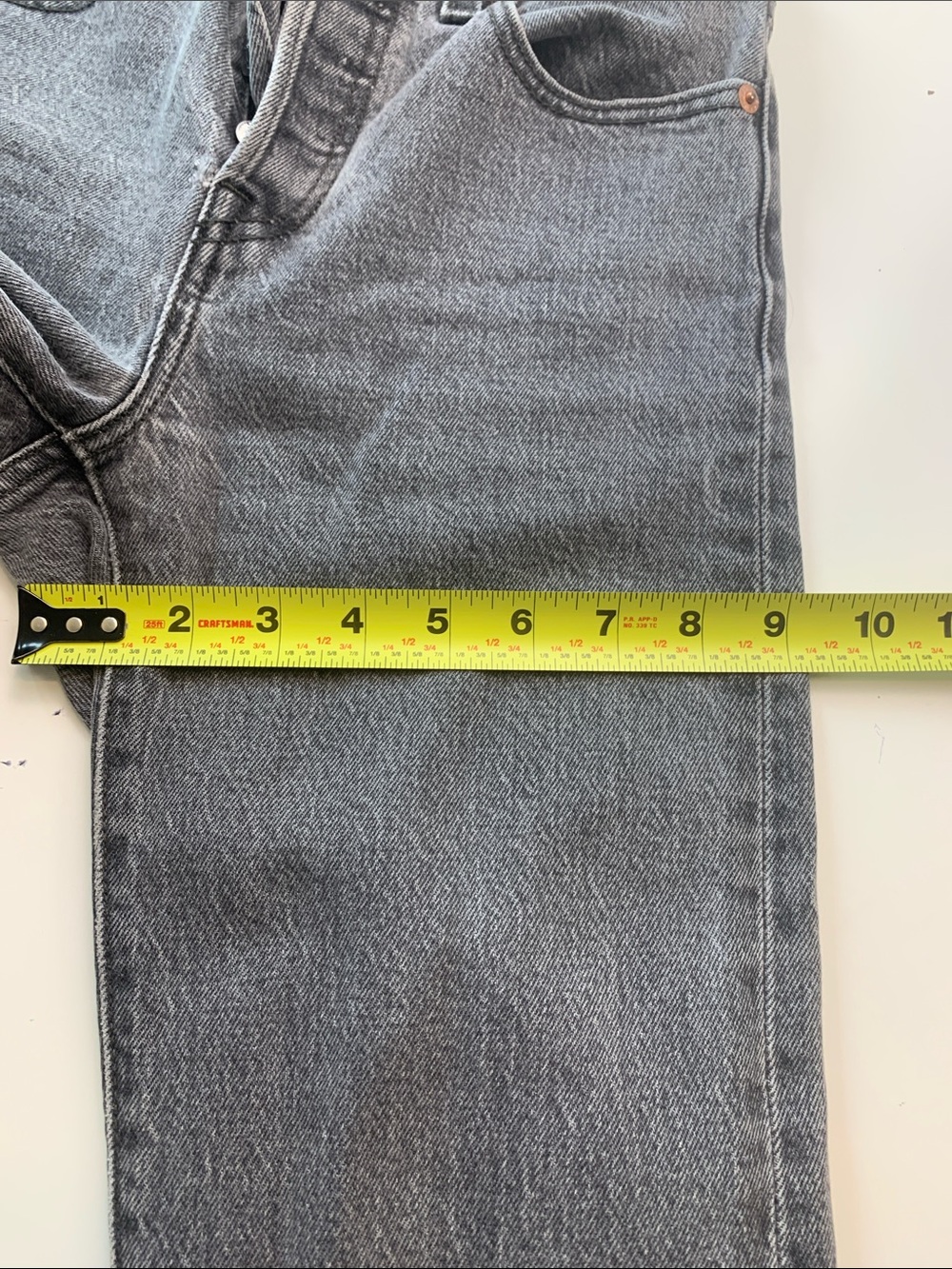 Levi's Premium Denim Washed Gray Slim Straight Jeans, Button Fly - Picture 11 of 15